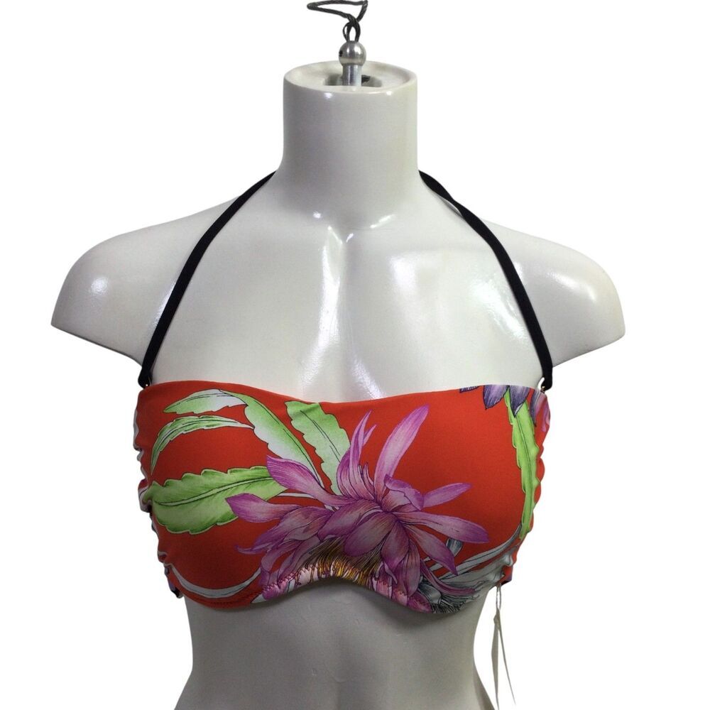 Trina Turk Womens Shangri La Bandeau Top Floral Stretch Multicolor Size 10 NWT
